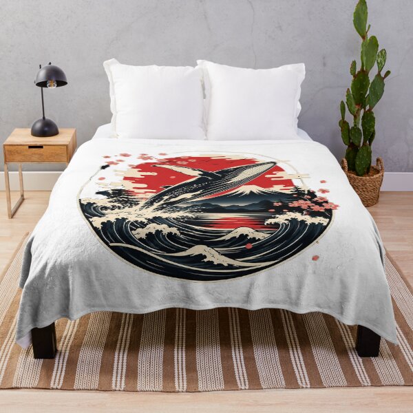 Item preview, Vintage Japanese Whale with Mount Fuji & Sakura | Ukiyo-e Ocean Art designed and sold by cannsuh.