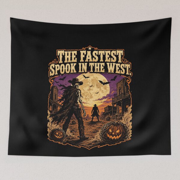 Item preview, Funny Fastest Spook In The West Skeleton Cowboy Halloween Art designed and sold by elderberry.