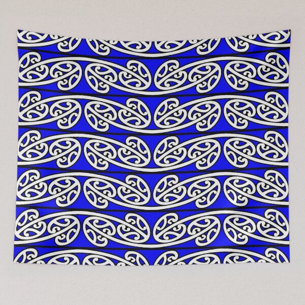 Item preview, Traditional Maori Kōwhaiwhai Pattern Blue Theme designed and sold by MY NEW ZEALAND.