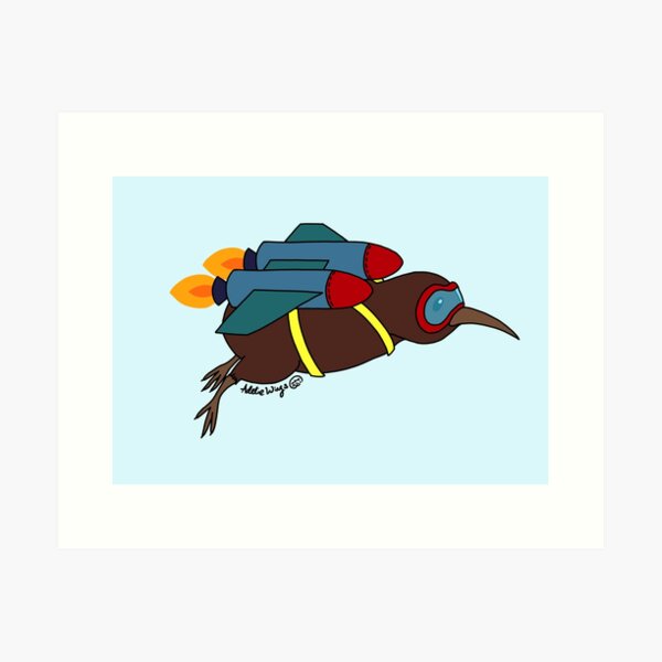 Item preview, Jet Pack Kiwi Bird - Incoming from New Zealand designed and sold by AdelieWings.