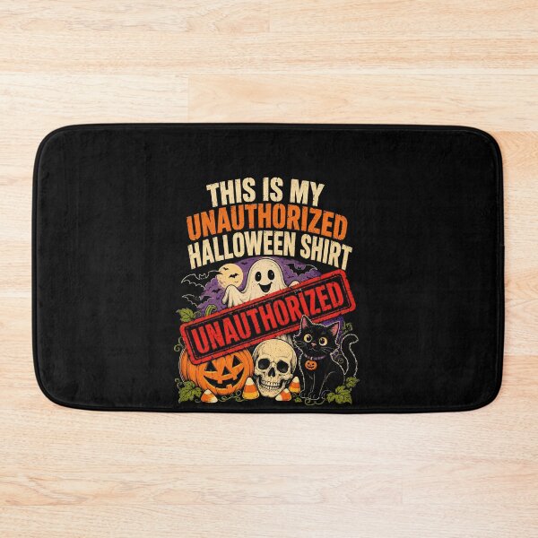 Item preview, Funny Unauthorized Halloween Ghost Pumpkin Cat Skull Bats Art designed and sold by elderberry.