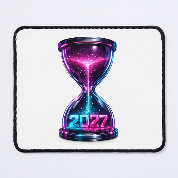 Item preview, Neon Hourglass 2027 in Motion - Futuristic Cyberpunk Time Art designed and sold by teemix.