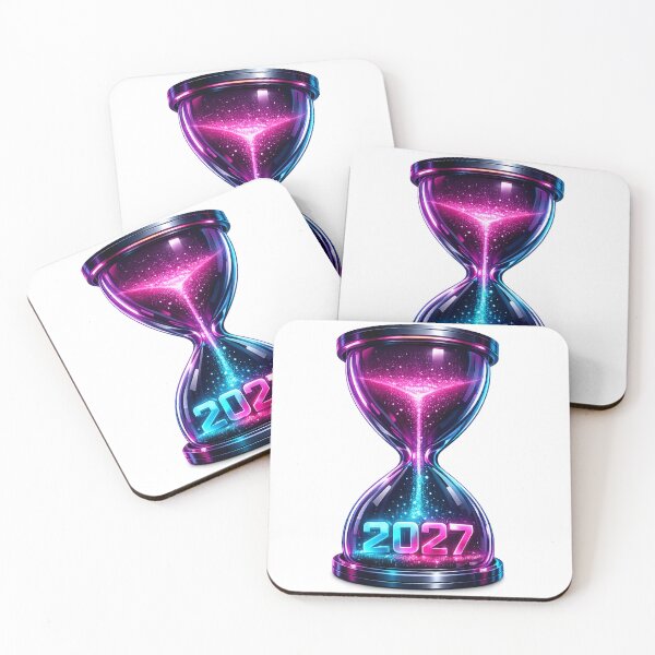 Item preview, Neon Hourglass 2027 in Motion - Futuristic Cyberpunk Time Art designed and sold by teemix.