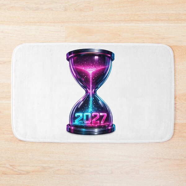 Item preview, Neon Hourglass 2027 in Motion - Futuristic Cyberpunk Time Art designed and sold by teemix.