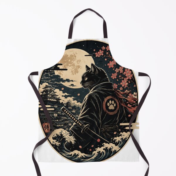 Item preview, Moonlit Samurai Cat | Japanese Ukiyo-e Black Neko Warrior Art designed and sold by cannsuh.