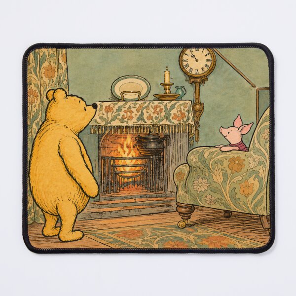 Item preview, Winnie the Pooh and Piglet Fireplace Scene Print for Storybook Lovers designed and sold by RickE.