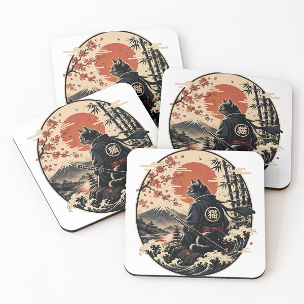 Item preview, Samurai Cat with Mount Fuji | Vintage Japanese Ukiyo-e Neko Warrior Art designed and sold by cannsuh.