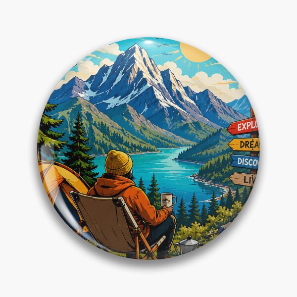 Item preview, Mountain Camping Adventure | Vintage Outdoor Explorer Nature Travel Art designed and sold by cannsuh.
