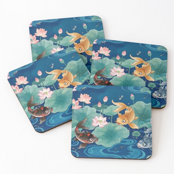 Item preview, Korean Folk Art Summer Pond: Graceful Koi Fish and Lotus Flowers - Oriental Aquatic Aesthetic designed and sold by SOOstudio73.