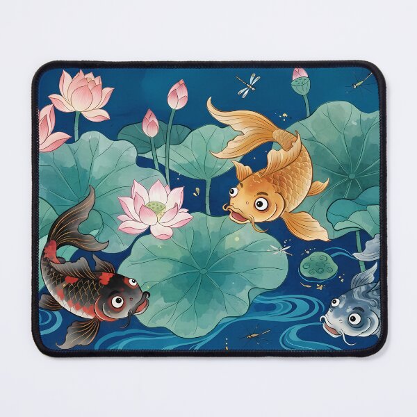 Item preview, Korean Folk Art Summer Pond: Graceful Koi Fish and Lotus Flowers - Oriental Aquatic Aesthetic designed and sold by SOOstudio73.