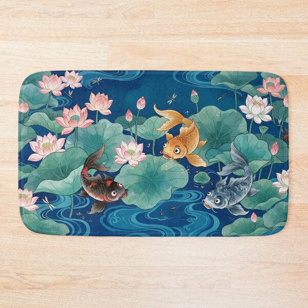Item preview, Korean Folk Art Summer Pond: Graceful Koi Fish and Lotus Flowers - Oriental Aquatic Aesthetic designed and sold by SOOstudio73.
