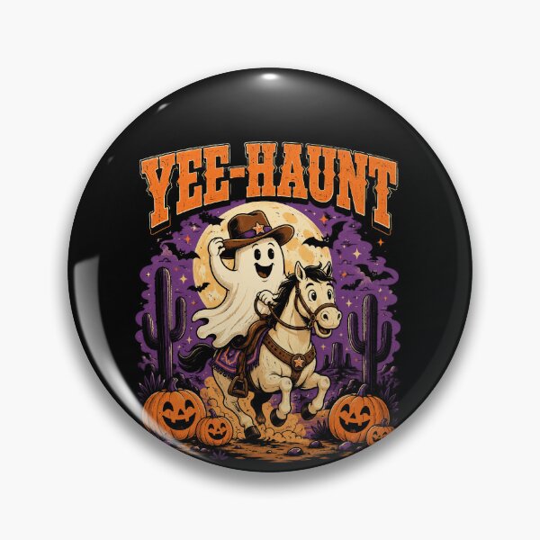 Item preview, Funny Yee Haunt Ghost Figure Cowboy Riding Horse Halloween Western Art designed and sold by elderberry.