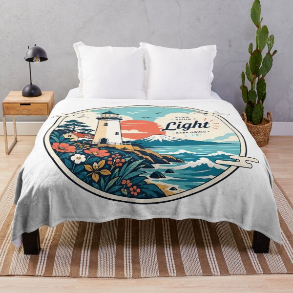 Item preview, Find Your Light Lighthouse | Vintage Coastal Motivation Travel Poster Art designed and sold by cannsuh.