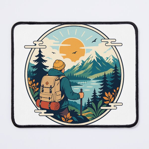Item preview, Mountain Hiking Adventure | Vintage Backpacker Outdoor Nature Explorer Art designed and sold by cannsuh.