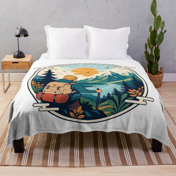 Item preview, Mountain Hiking Adventure | Vintage Backpacker Outdoor Nature Explorer Art designed and sold by cannsuh.