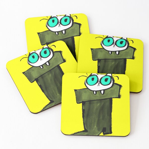 Item preview, Cute Big Eyed Cartoon Cat on Mossy Letter designed and sold by bootycatclube.