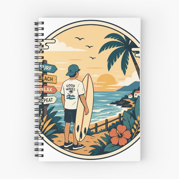 Item preview, Surf Beach Relax Repeat | Vintage Tropical Surfing Sunset Coastal Art designed and sold by cannsuh.