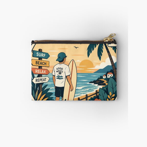 Item preview, Surf Beach Relax Repeat | Vintage Tropical Surfing Sunset Coastal Art designed and sold by cannsuh.
