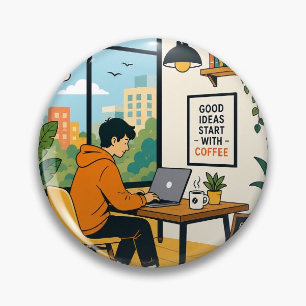 Item preview, Good Ideas Start with Coffee | Cozy Home Office Productivity Workspace Art designed and sold by cannsuh.