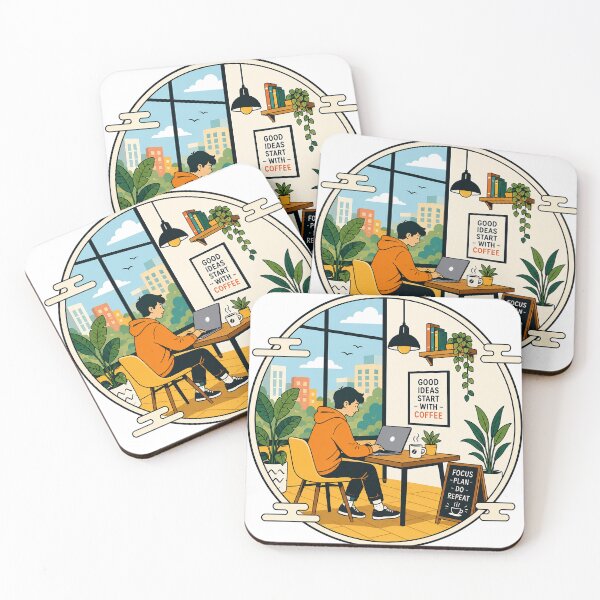 Item preview, Good Ideas Start with Coffee | Cozy Home Office Productivity Workspace Art designed and sold by cannsuh.