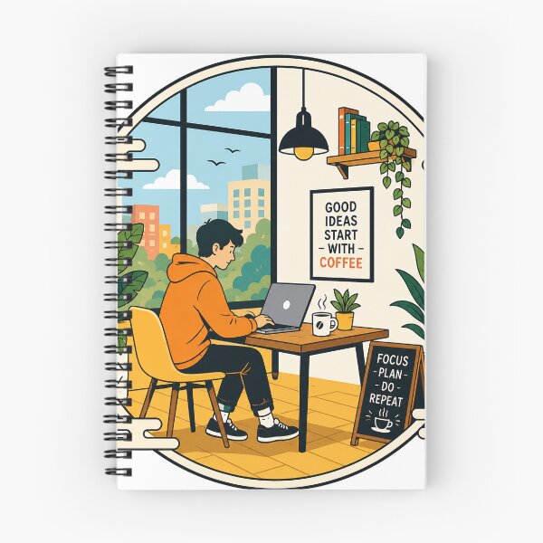 Item preview, Good Ideas Start with Coffee | Cozy Home Office Productivity Workspace Art designed and sold by cannsuh.