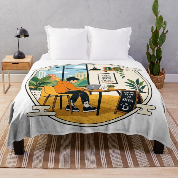 Item preview, Good Ideas Start with Coffee | Cozy Home Office Productivity Workspace Art designed and sold by cannsuh.
