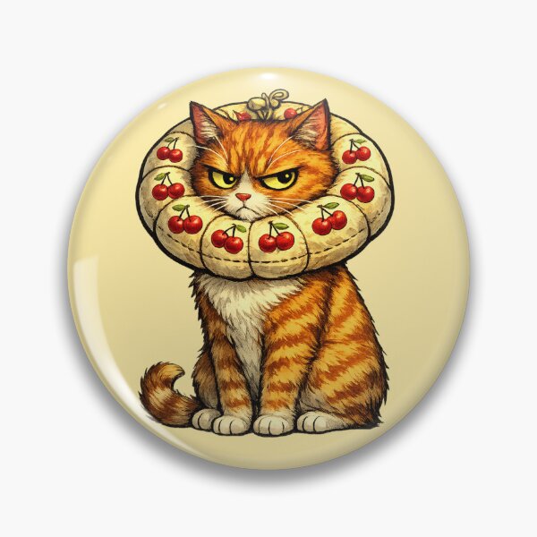 Item preview, Angry Orange Cat with Cherry Donut Collar - Funny Pet Illustration designed and sold by catastrocat.