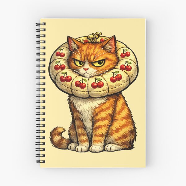 Item preview, Angry Orange Cat with Cherry Donut Collar - Funny Pet Illustration designed and sold by catastrocat.