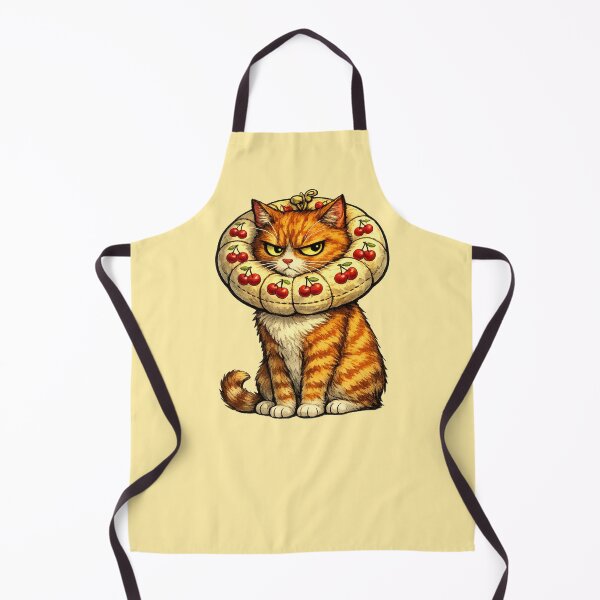 Item preview, Angry Orange Cat with Cherry Donut Collar - Funny Pet Illustration designed and sold by catastrocat.