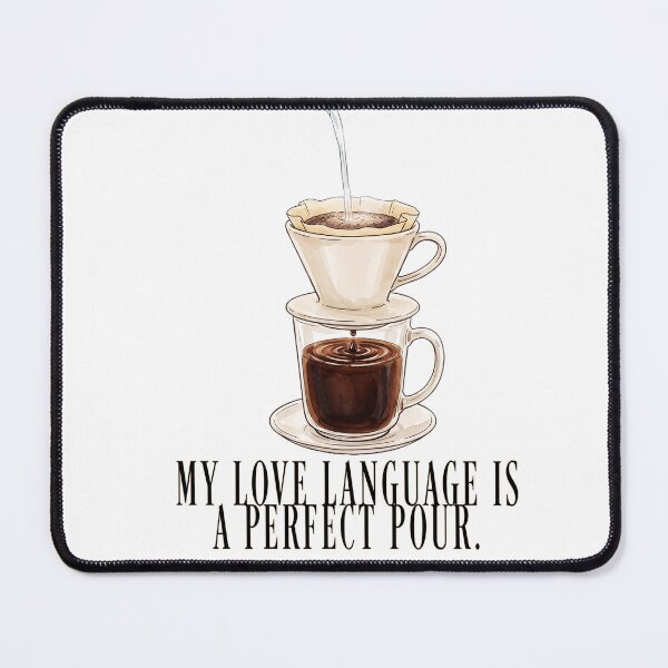 Item preview, My Love Language Is a Perfect Pour Coffee Brewing Glass Cup Filter Dripper Vintage Barista Design designed and sold by MoqunaDesign.