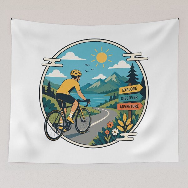 Item preview, Cycling Adventure Through the Mountains | Vintage Road Bike Nature Explorer Art designed and sold by cannsuh.