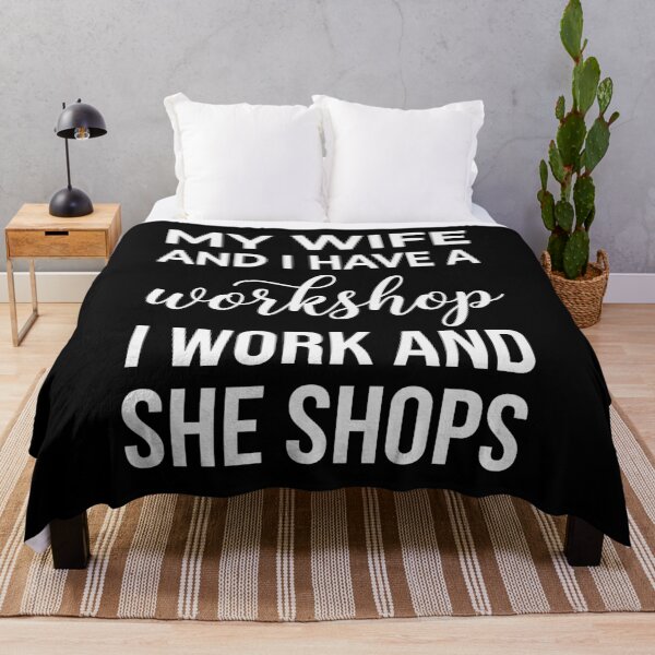 Item preview, My Wife And I Have A Workshop I Work And She Shops Husband Wife Marriage Humor Gift designed and sold by Doodleoub.