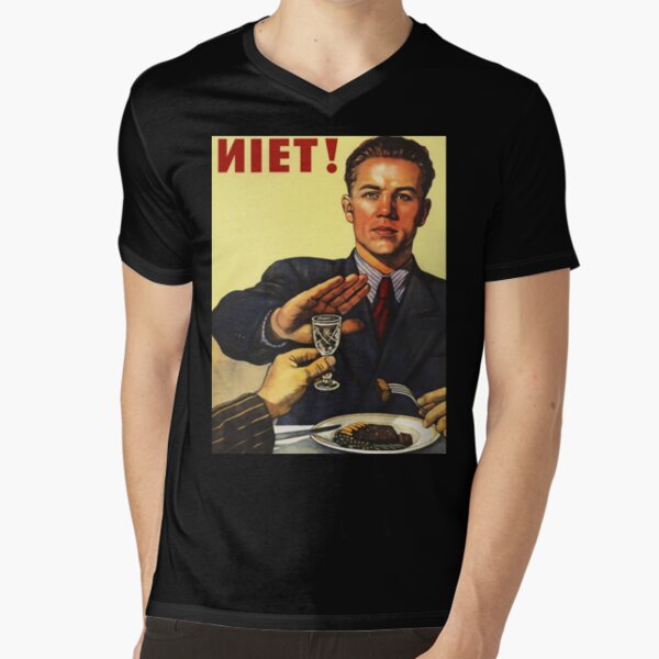 Anti Alcohol Vintage Soviet Propaganda V-Neck T-Shirt