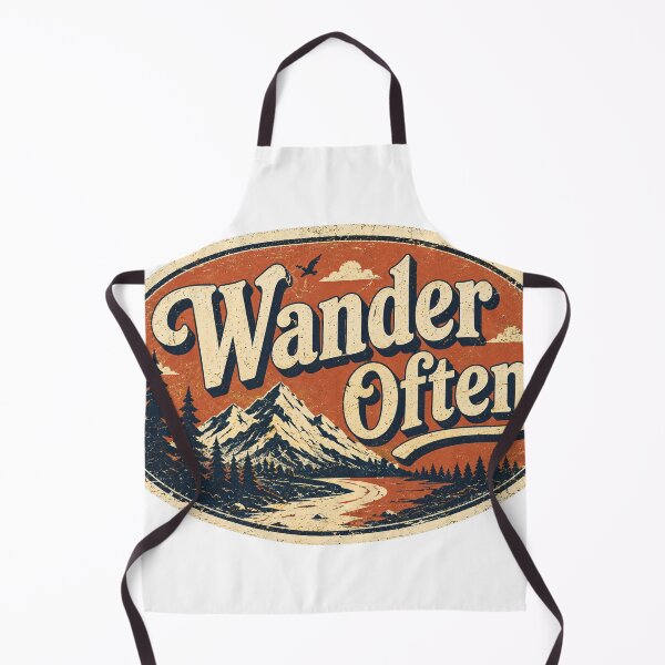Item preview, Wander Often Retro Mountain Travel Badge Outdoor Adventure Art designed and sold by TM DESIGNS AND MORE.