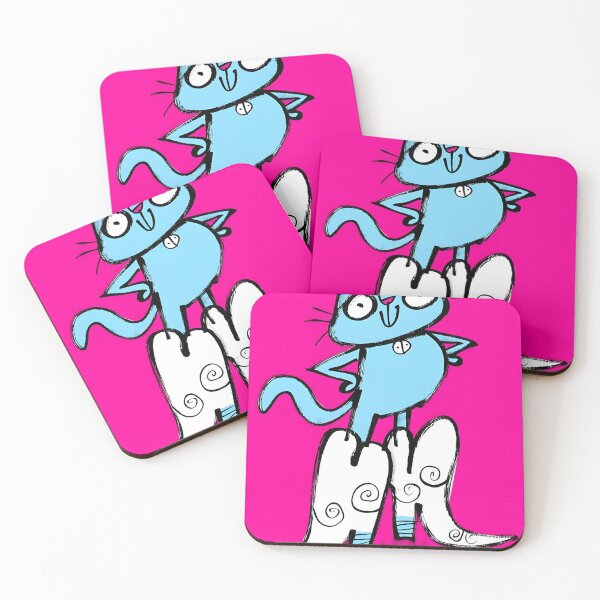 Item preview, Funny Blue Cartoon Cat in Fancy Cowboy Boots designed and sold by bootycatclube.