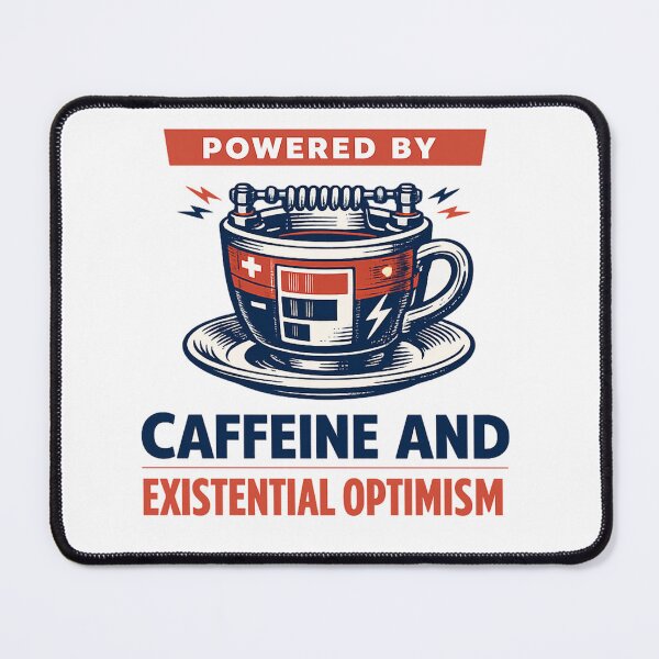 Item preview, Powered by caffeine and existential optimism designed and sold by teemix.