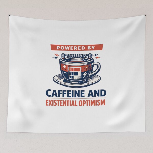 Item preview, Powered by caffeine and existential optimism designed and sold by teemix.