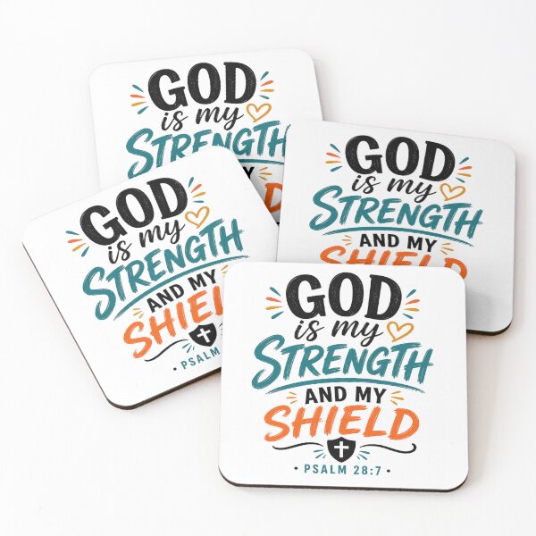 Item preview, God Is My Strength and My Shield | Psalm 28:7 | Christian Inspirational Quote designed and sold by MARSHORY.