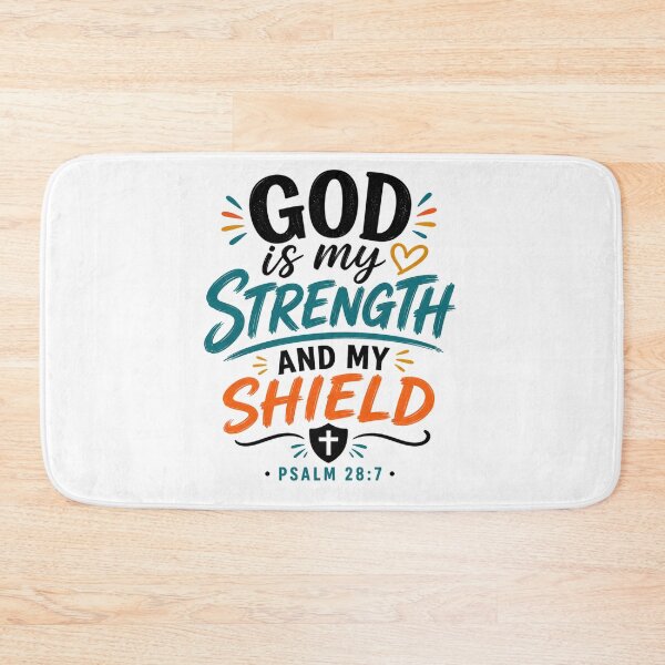 Item preview, God Is My Strength and My Shield | Psalm 28:7 | Christian Inspirational Quote designed and sold by MARSHORY.