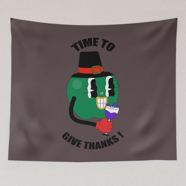 Item preview, 'Time to give thanks' Retro Vintage Green Apple Wine Toast designed and sold by manojbalan1968.