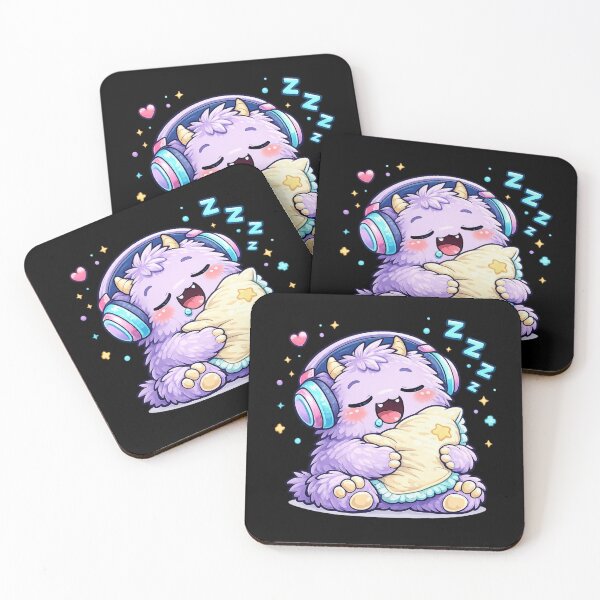 Item preview, Sleepy Kawaii Monster with Headphones Cute Cozy Sleeping Creature designed and sold by EssentialsWear.