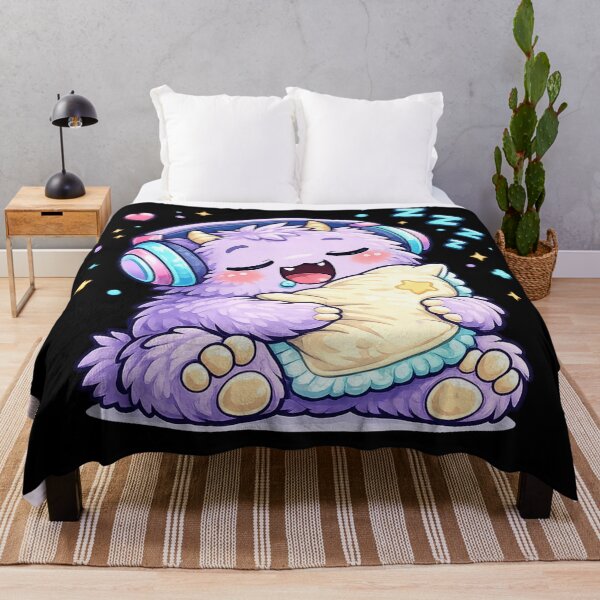 Item preview, Sleepy Kawaii Monster with Headphones Cute Cozy Sleeping Creature designed and sold by EssentialsWear.