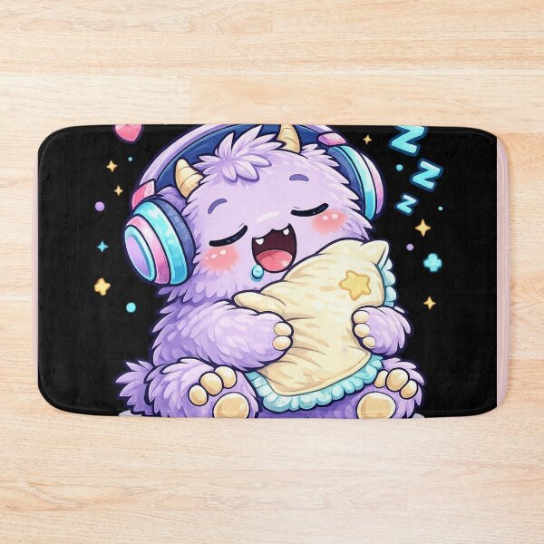 Item preview, Sleepy Kawaii Monster with Headphones Cute Cozy Sleeping Creature designed and sold by EssentialsWear.