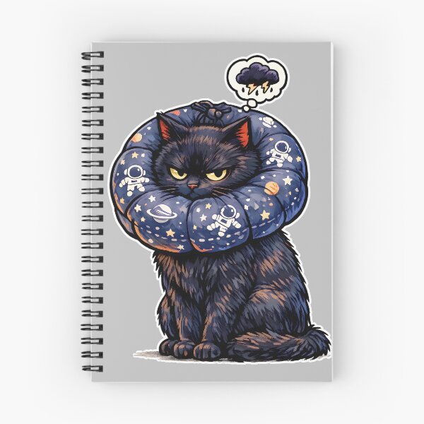 Item preview, Angry Black Cat with Astronaut Donut Collar - Funny Pet Illustration designed and sold by catastrocat.