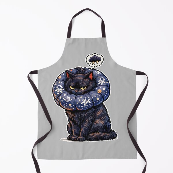 Item preview, Angry Black Cat with Astronaut Donut Collar - Funny Pet Illustration designed and sold by catastrocat.