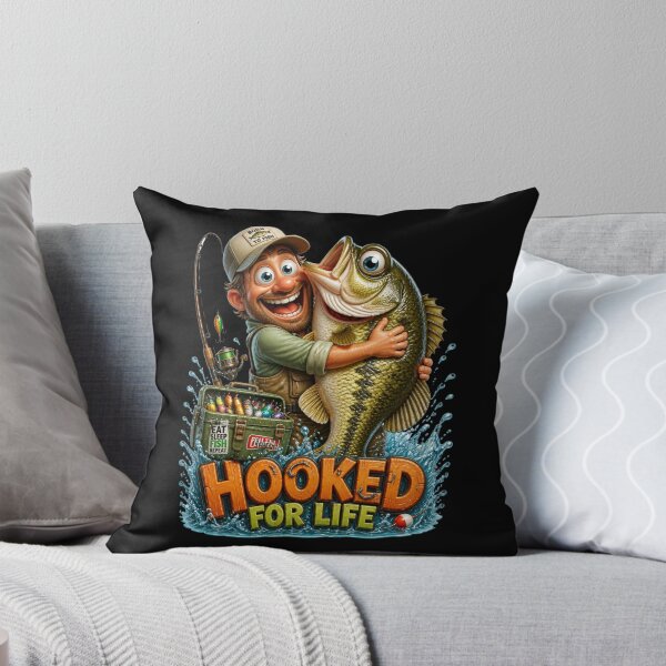 Item preview, Hooked For Life Funny Fishing Quote designed and sold by FunToonGallery.