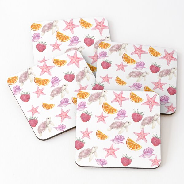 Item preview, Watercolor Sea Turtle Starfish and Summer Fruit Pattern designed and sold by NOUURRRR.