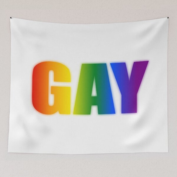 Item preview, GAY in bold and rainbow designed and sold by BUBBLDesigns.