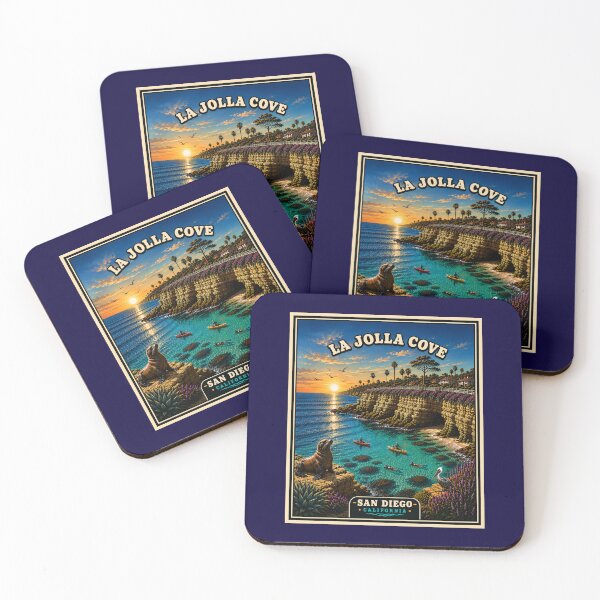 Item preview, La Jolla Cove California Vintage Travel Badge/Wall Art | San Diego Coastal Sea Lion Sticker designed and sold by Swanny's Custom T-shirt and Gift Designs.