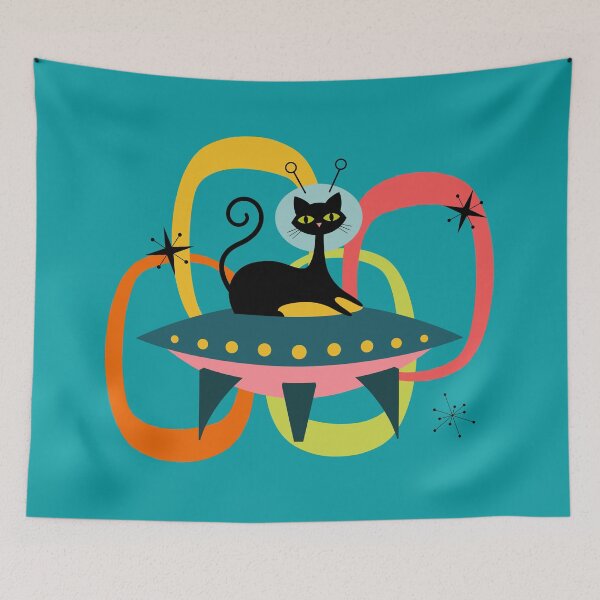 Item preview, Atomic Space Cat Mid Century Modern Retro Cat designed and sold by Volt Junkies.